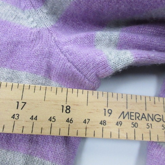 Talbots 100% Cashmere Sweater Women M Purple Striped Long Sleeve Knit Casual 218 - Picture 6 of 9
